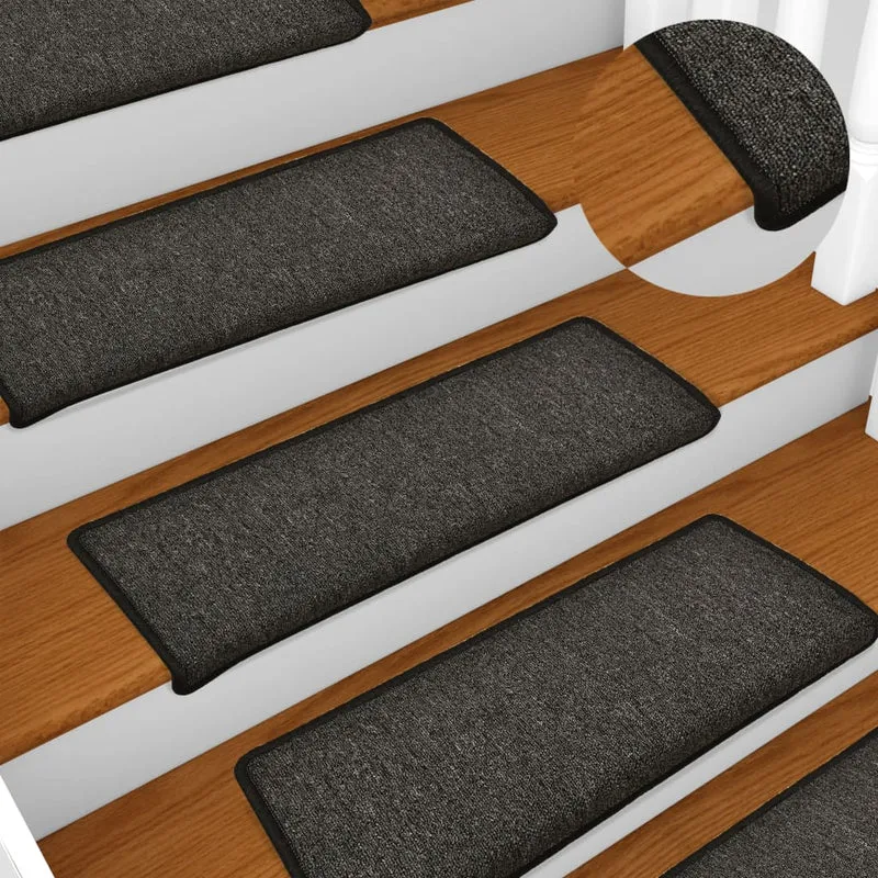 Tapis d'escalier 15 pièces 65x25 cm Anthracite DEC023810