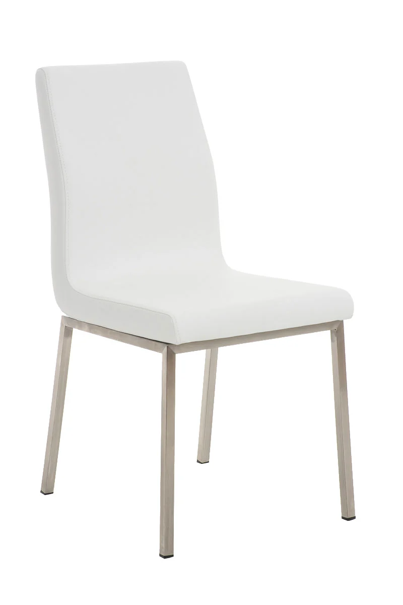 Chaise de salle à manger x1 style épuré en PVC blanc et acier inoxydable 10_0002006