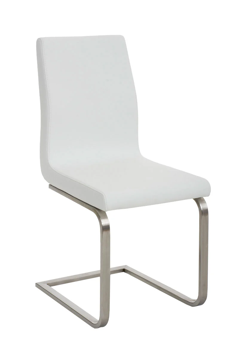 Chaise de salle à manger x1 design moderne en PVC blanc support en acier inoxydable 10_0001988
