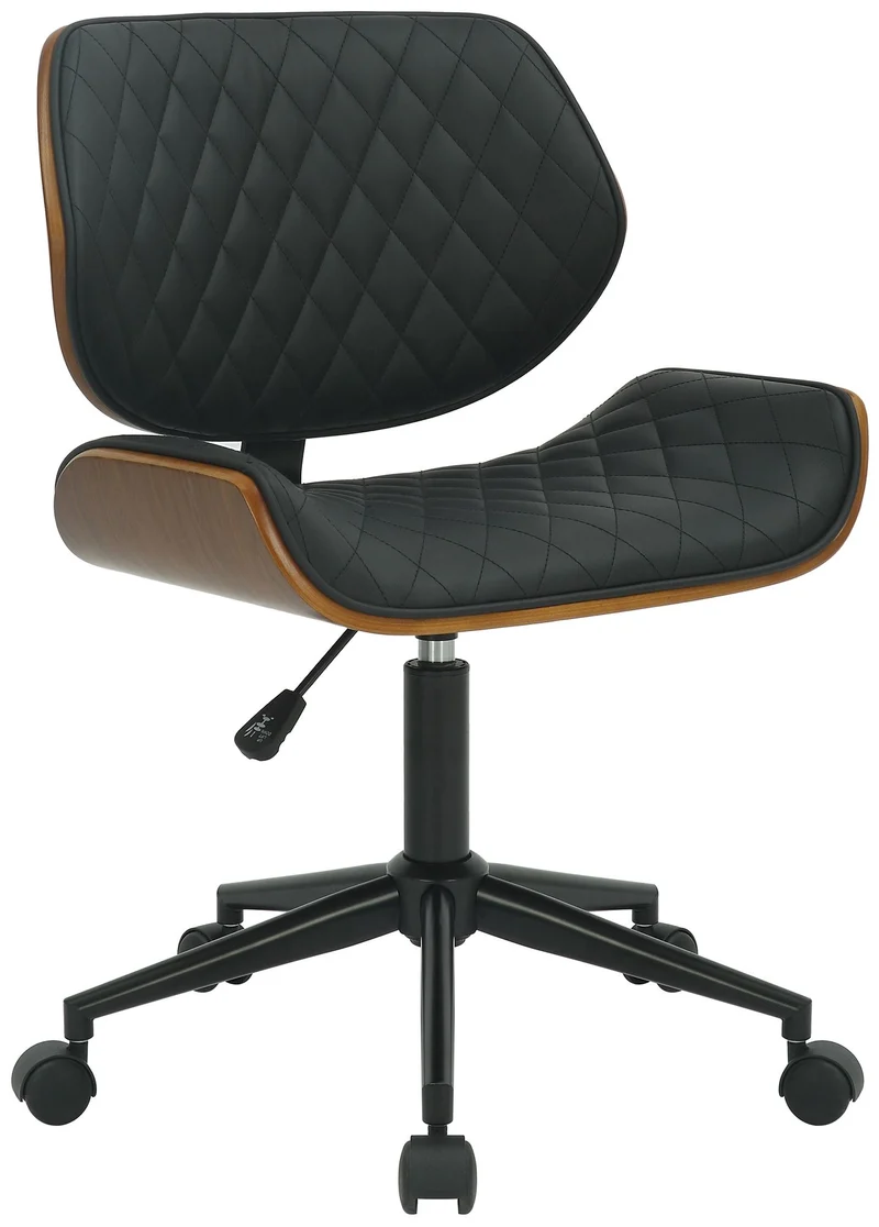 Chaise de bureau similicuir design et confortable revêtement en synthétique noir et bois cadre en métal noir BUR10680