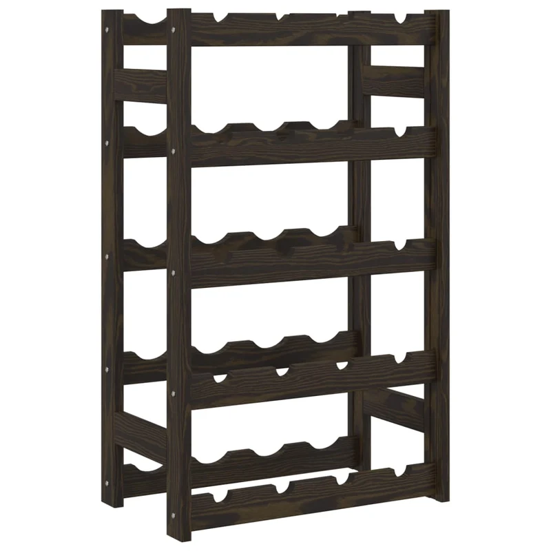Casier range bouteilles étagère de rangement vin pour 20 bouteilles 5 niveaux en bois pin noir DEC024305