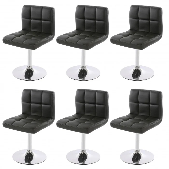 Lot de 6 chaises fauteuils de salle à manger en synthétique noir CDS04268