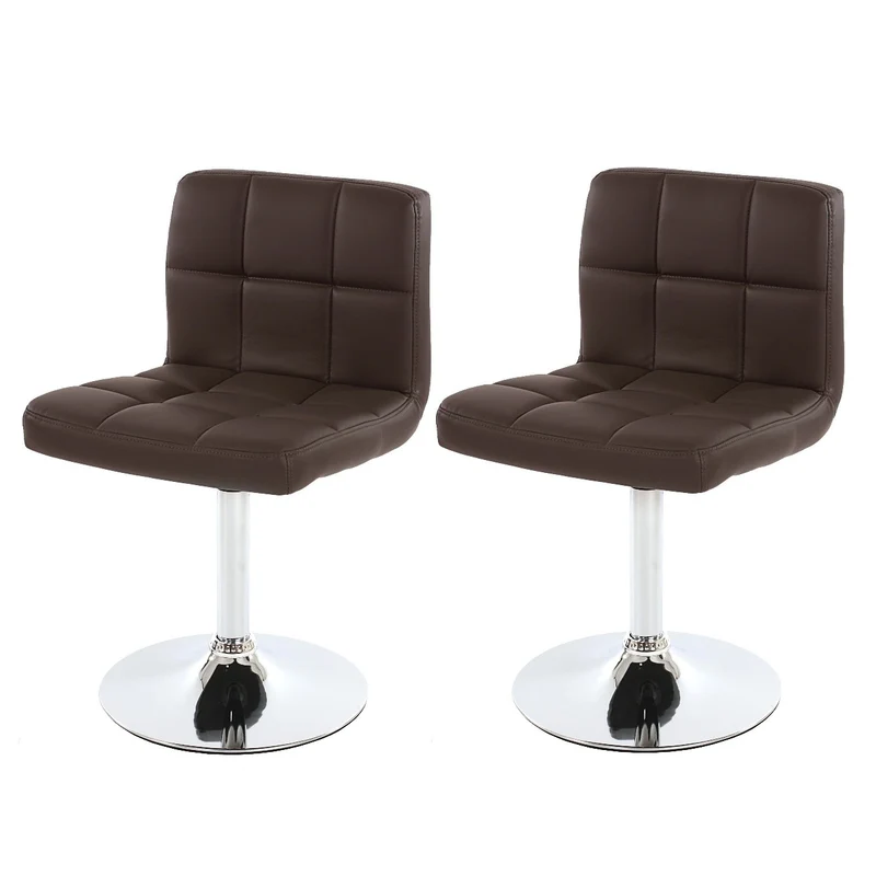 Lot de 2 chaises fauteuils de salle à manger en synthétique marron CDS04064