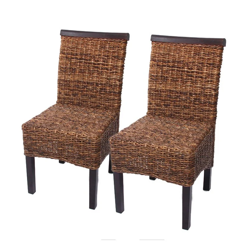 Lot de 2 chaises en rotin banane tressée pieds marron foncés CDS04005