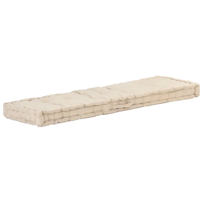 Coussin de plancher de palette Coton matelas de sol 120x40x7 cm Beige DEC021813