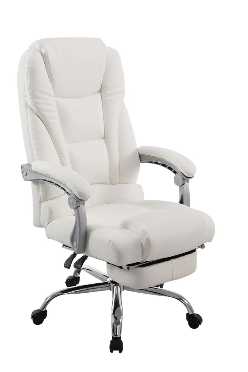 Fauteuil de bureau ergonomique avec repose-pieds extensible synthétique blanc BUR10170