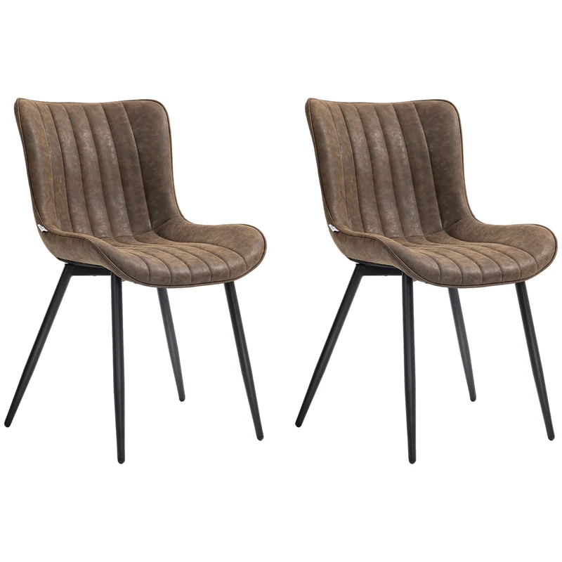 Lot de 2 chaises de salle à manger sans accoudoirs 49 x 61 x 80.5 cm capitonnée confortable moderne design en PU marron 21_0003267