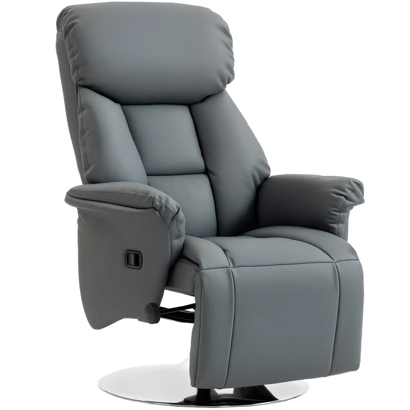 Fauteuil de relaxation pivotant inclinable 78 x 80 x 109 cm repose-pieds réglable confort design en polyuréthane gris 21_0003150