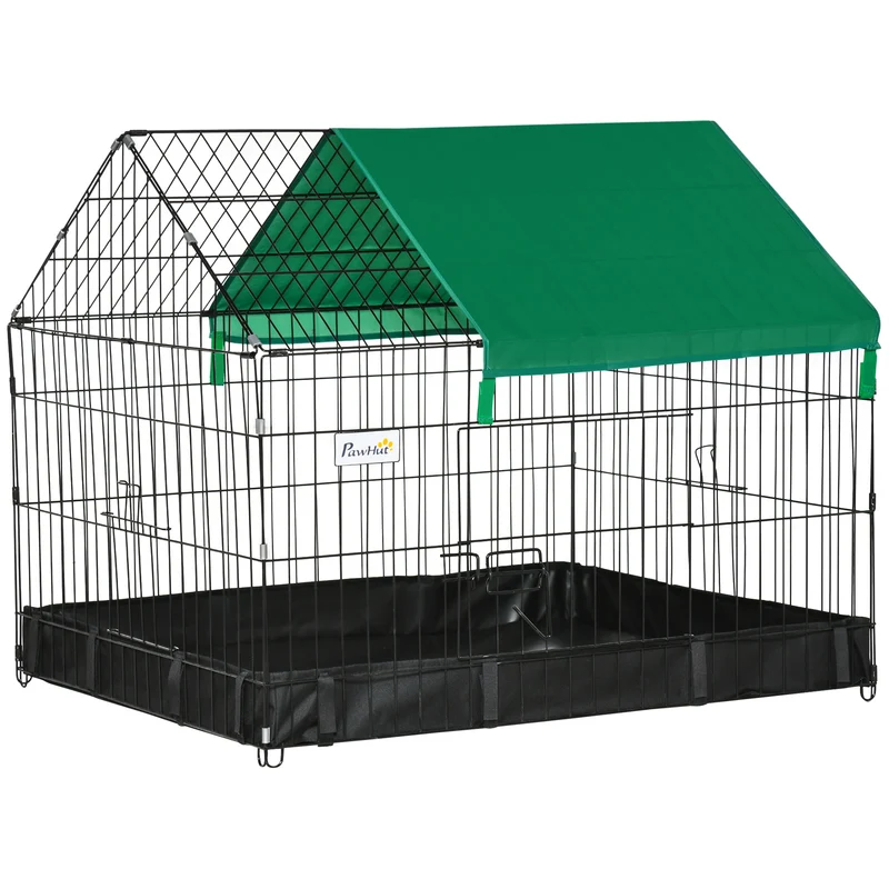Enclos pour lapins et petits animaux intérieur extérieur 90 x 75 x 75 cm imperméable démontable moderne en acier noir 21_0007939