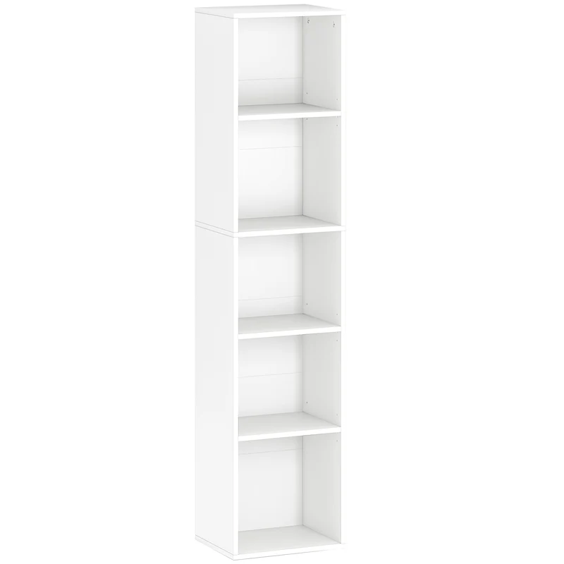 Bibliothèque de rangement 30 x 24 x 133.5 cm étagères réglables anti basculement moderne en panneau de particules blanc 21_0002507