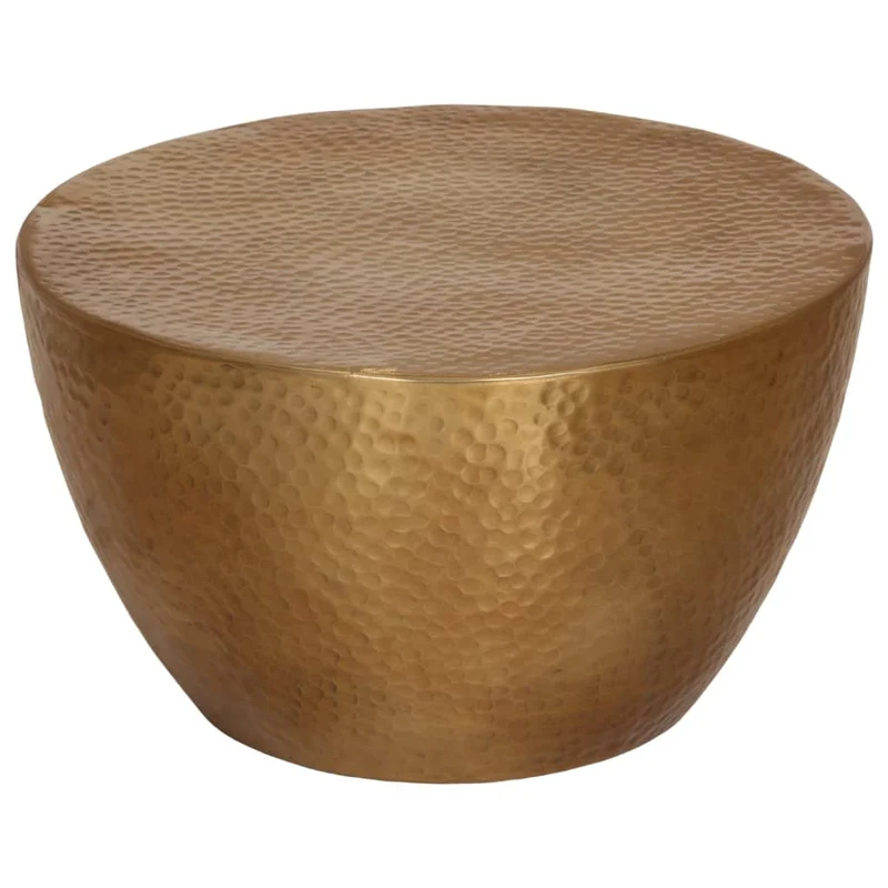 Table d’appoint ronde forme bol – aluminium martelé finition laiton Ø 50 x 30 cm DEC039516