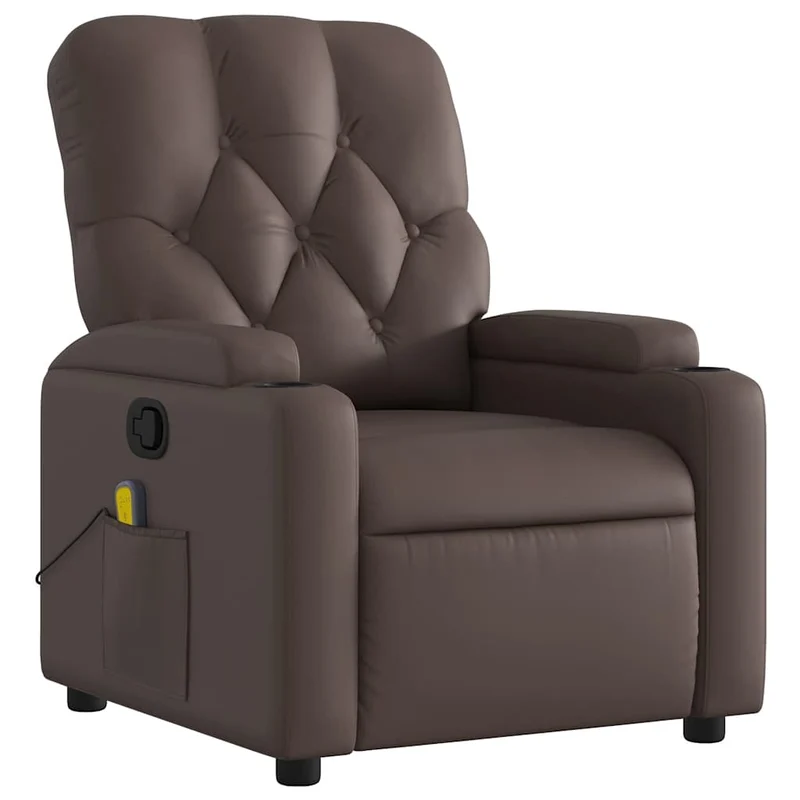 Fauteuil de relaxation TV fonction massage inclinable 6 points de massage en PVC marron DEC027000