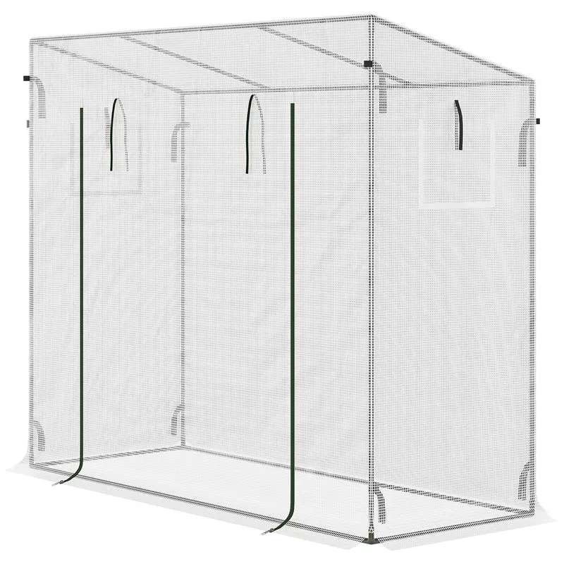 Serre de jardin 200 x 76 x 168 cm 2 fenêtres avec moustiquaires protection contre le froid moderne en polyéthylène blanc 21_0004069