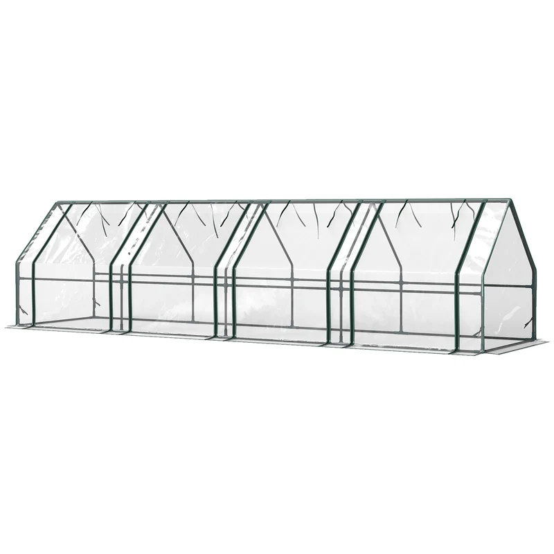 Mini serre tunnel jardin 360 x 90 x 90 cm protection antigel aération réglable style épuré en polyéthylène transparent 21_0004083