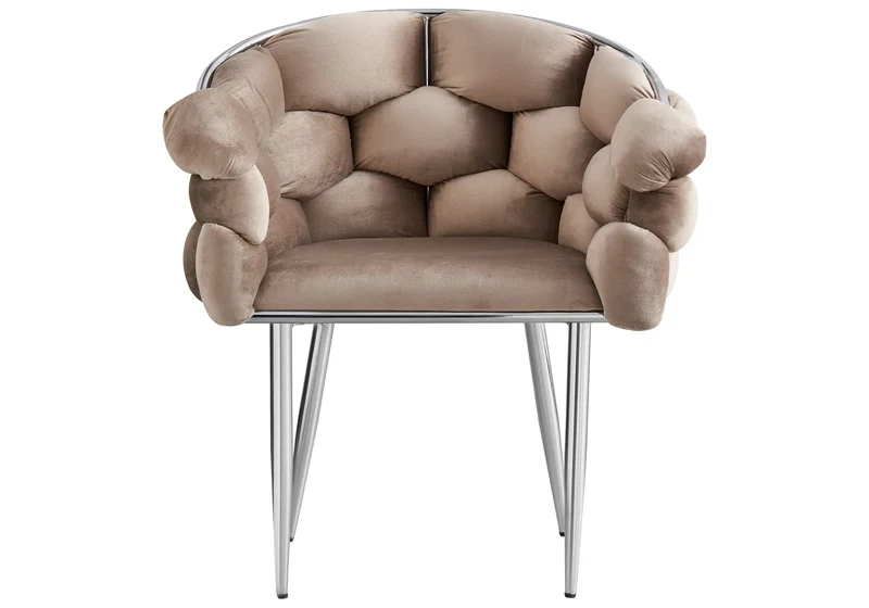Fauteuil de table velours taupe pieds argentés - Cloud x2