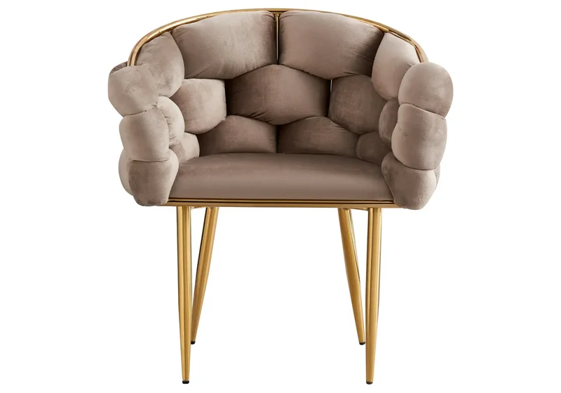 Fauteuil de table velours taupe pieds dorés - Cloud x2