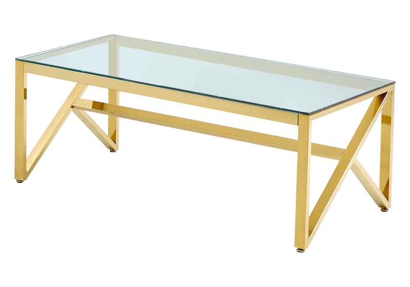 Table basse dorée en verre - Jessy