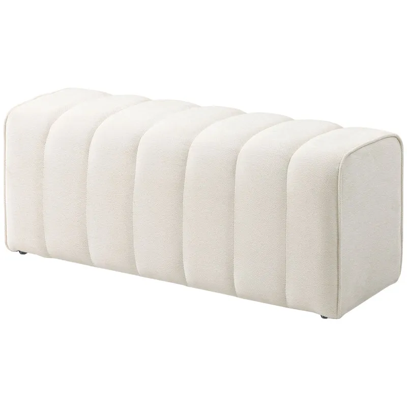 Banc bout de lit capitonné 110 x 40 x 44 cm assise rembourrée mousse dense polyvalent moderne chambre en tissu crème 21_0003760
