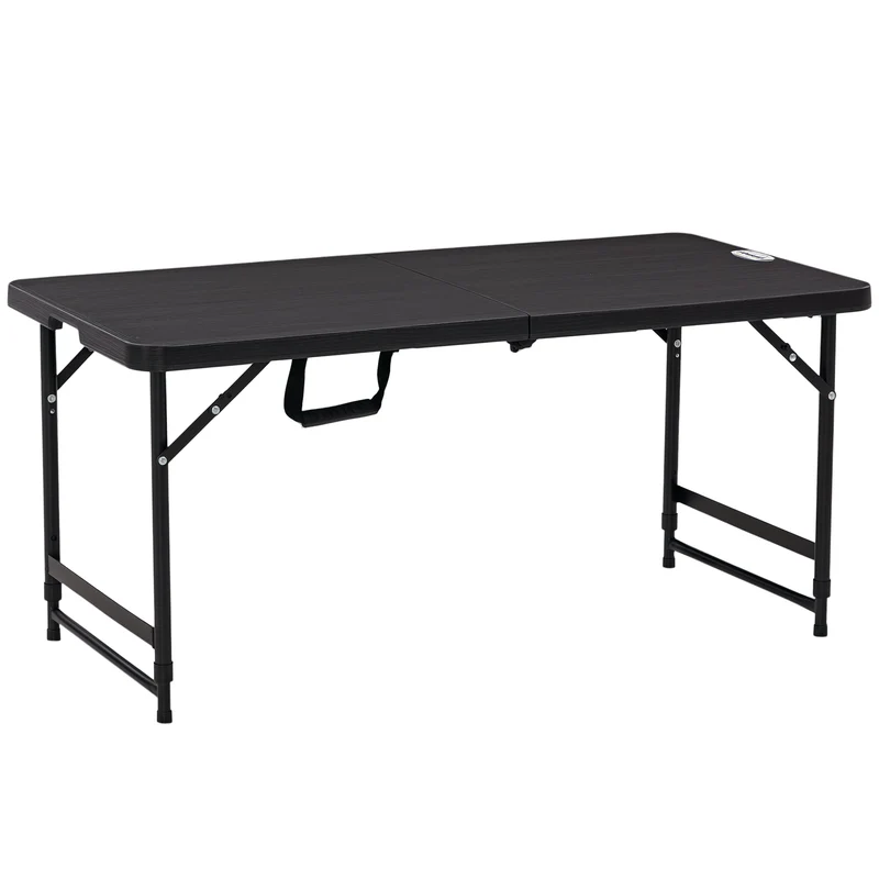 Table de jardin pliable 118 x 60 x 74 cm hauteur réglable 56 et 74 cm compacte moderne contemporain en hdpe gris foncé 21_0005139