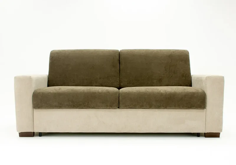 Canapé droit convertible bicolore kaki et beige - Ariane
