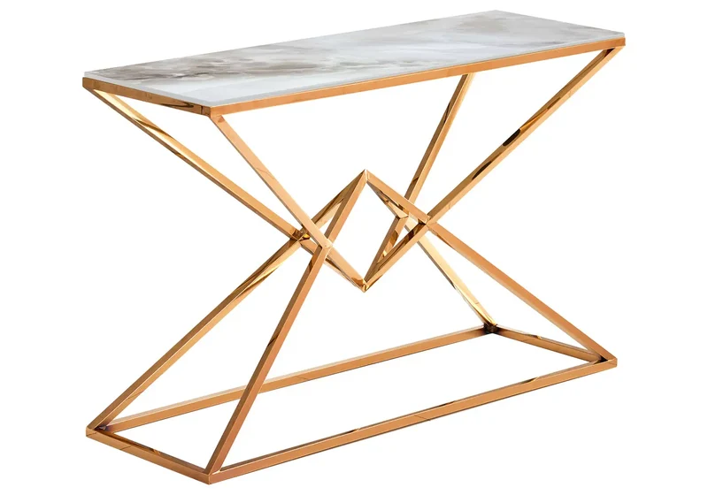 Console dorée marbre beige - Luxor