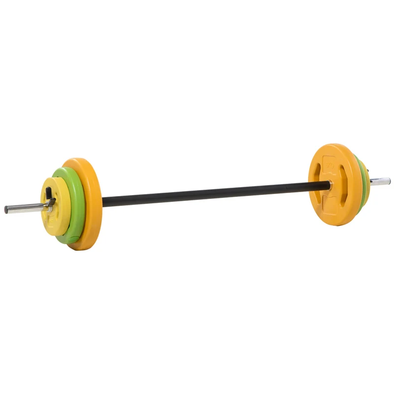 Ensemble d'haltères et barre musculation 130 x 28 x 28 cm réglable poignée antidérapante moderne compact en métal orange 21_0006812