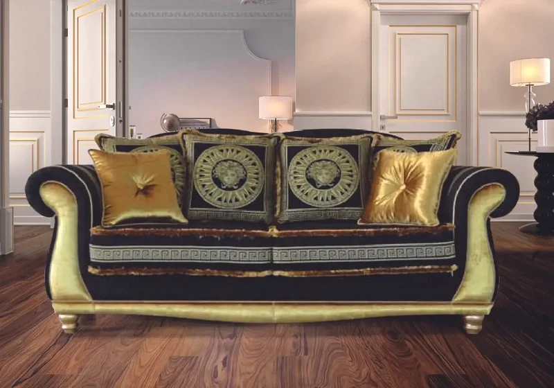 Canapé velours doré versace LORIS