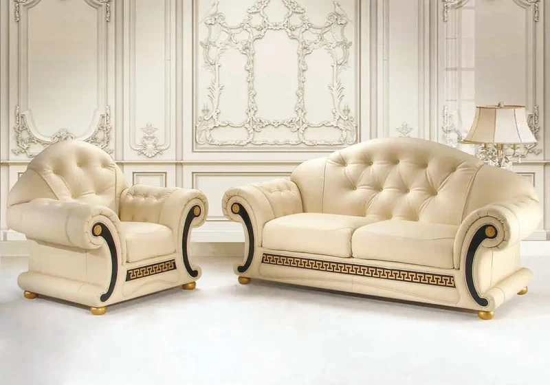 Canapé cuir crème versace LOUIS