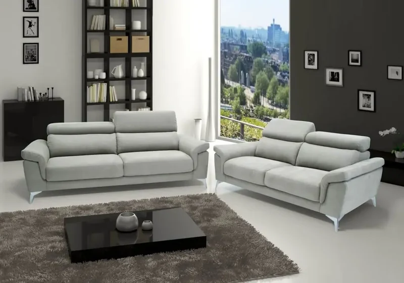 Canapé modulable relax en tissu gris clair - Felia