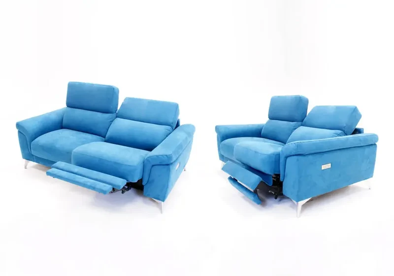 Canapé modulable relax en tissu bleu azur - Felia