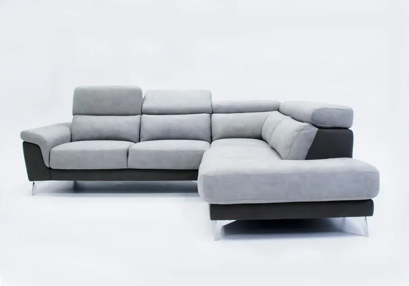 Canapé d'angle modulable relax bicolore gris - Felia