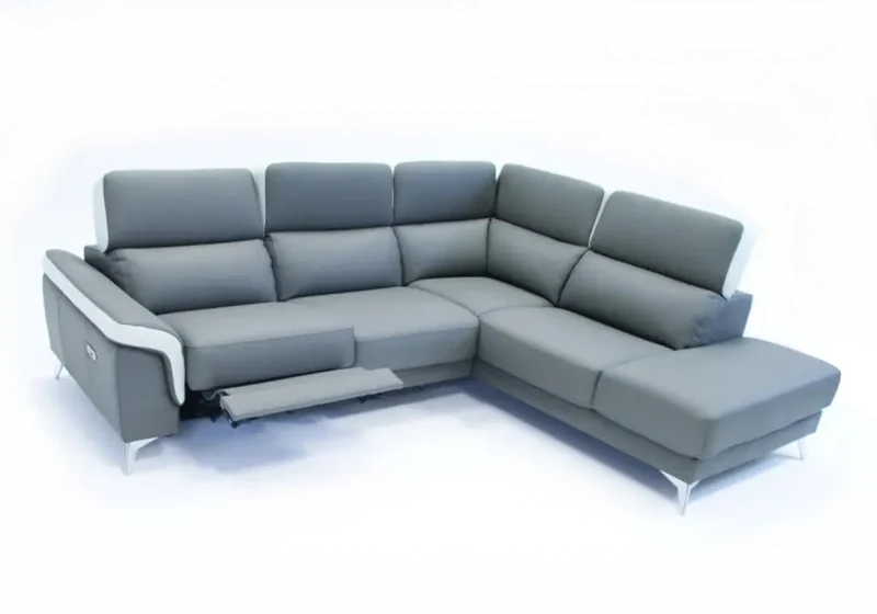 Canapé d'angle relax bicolore gris et blanc - Felia