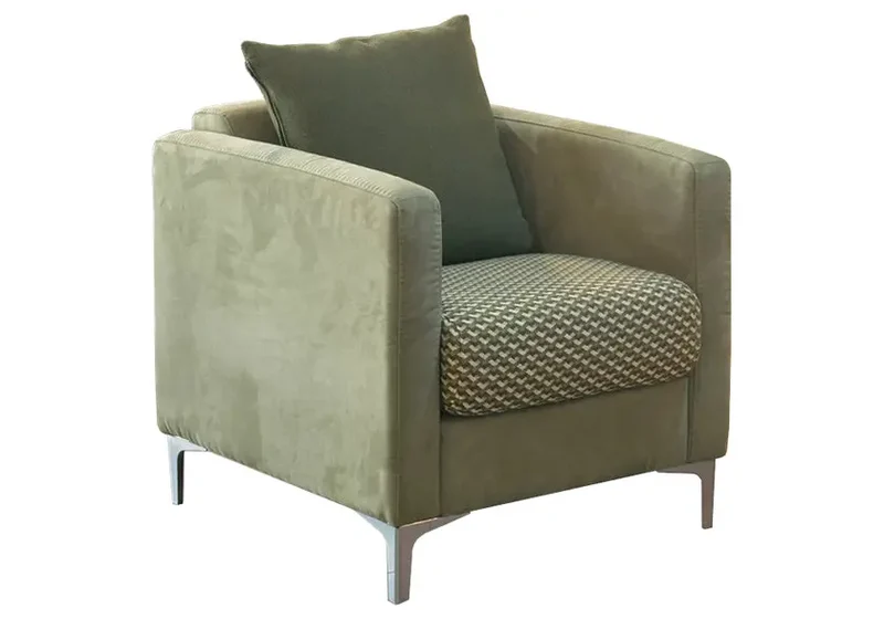 Fauteuil fixe design en tissu vert sauge - Axel