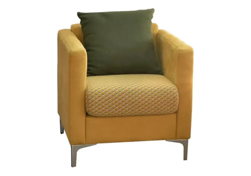 Fauteuil fixe design en tissu orange moutarde - Axel