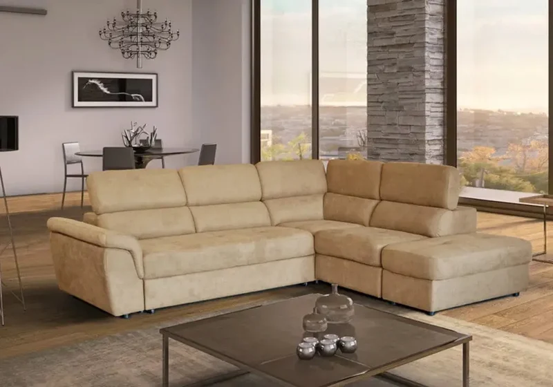 Canapé modulable d'angle convertible beige - Foxy