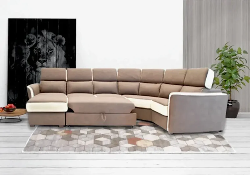 Canapé d'angle modulable convertible marron - Confo