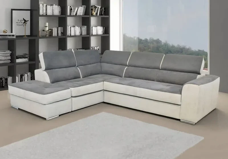 Canapé d'angle modulable convertible beige gris - Confo