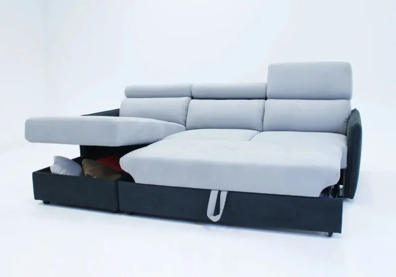 Canapé d'angle modulable convertible gris clair - Confo