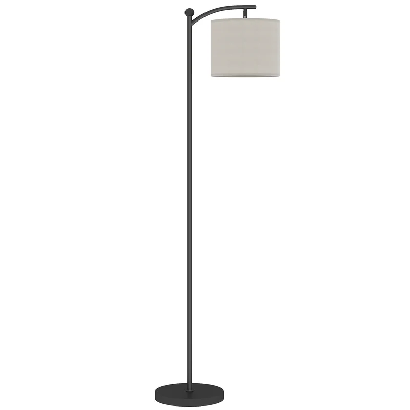 Lampadaire salon 54,3 x 30,6 x 159,6 cm télécommande magnétique minuterie 60 minutes contemporain épuré en métal noir 21_0007048