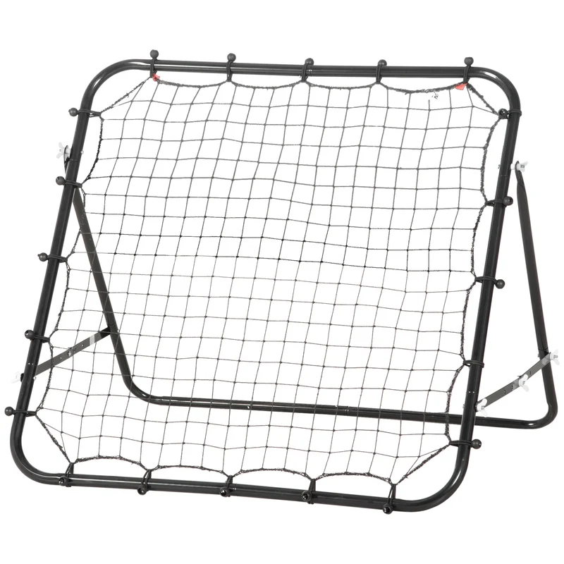 Filet de rebond angle réglable 96 x 80 x 96 cm 20 élastiques gain de précision pour jardin moderne épuré en métal noir 21_0006622