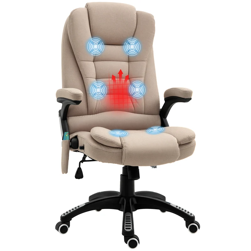 Fauteuil de bureau massant chauffant 67 x 74 x 116 cm réglable dossier inclinable moderne design en polyester marron 21_0006152
