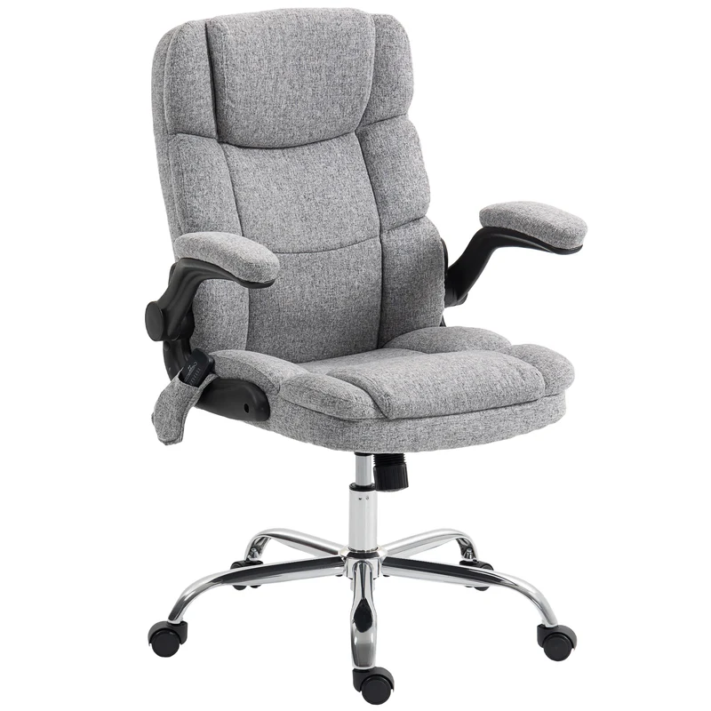 Fauteuil de bureau ergonomique massant 71 x 66 x 104-112 cm massage et chaleur lombaire design moderne en tissu gris 21_0006303