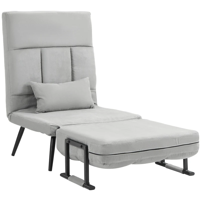 Fauteuil convertible lit simple 71 x 71 x 97 cm dossier 5 positions assise rembourrée contemporain en polyester gris 21_0003179