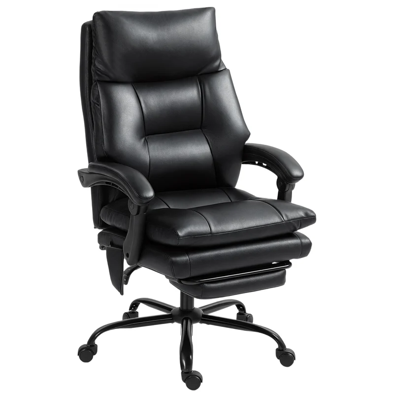 Chaise de bureau ergonomique 65 x 76 x 113 cm soutien lombaire gonflable inclinaison 135° design contemporain en PU noir 21_0006313