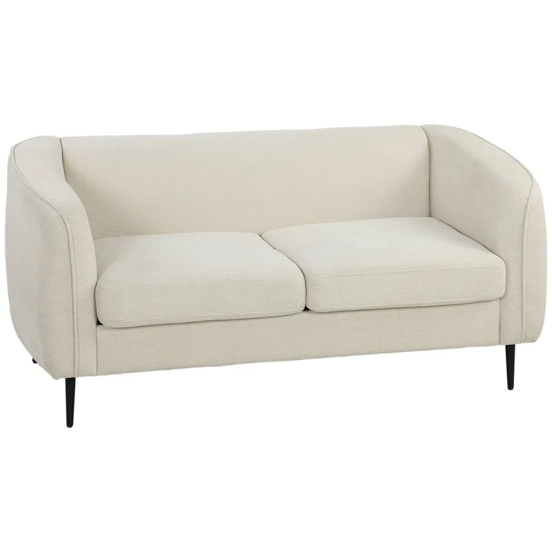 Canapé 2 places salon 160 x 76 x 72 cm assise large rembourrée épaisse ressorts ensachés moderne épuré en velours beige 21_0003665