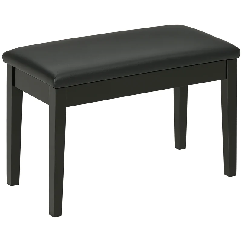 Banc pour piano 75 x 35 x 49 cm assise rembourrée ergonomique pieds antidérapants salon classique tendance en bois noir 21_0008049