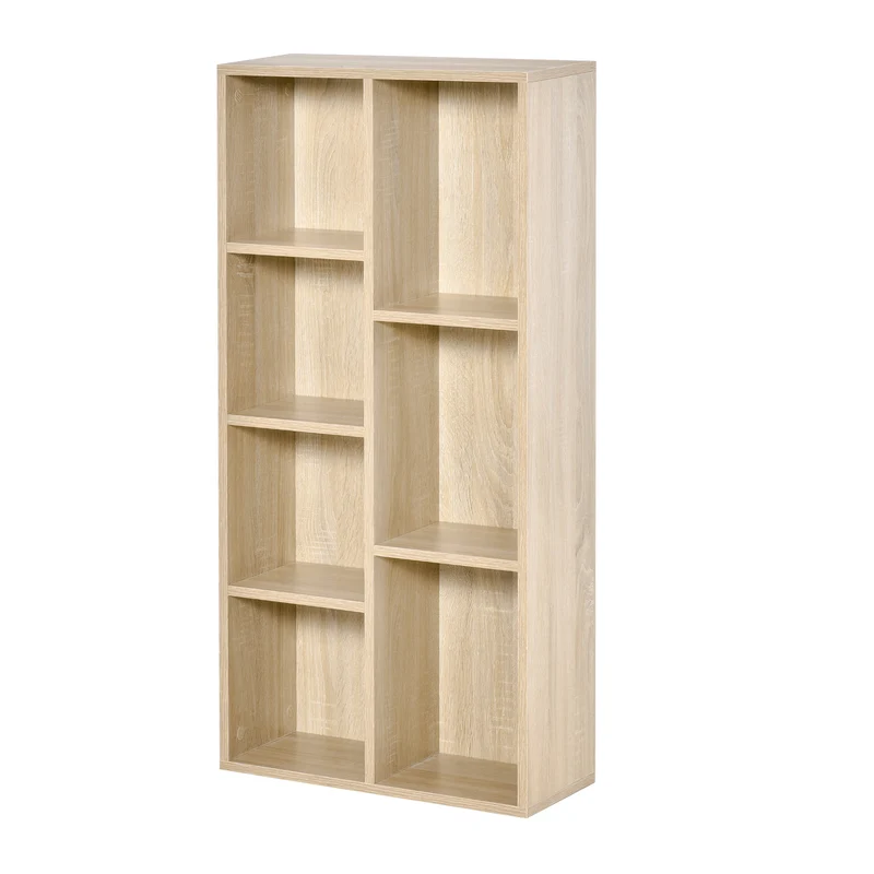 Étagère 7 cubes 50 x 24 x 106 cm rangement sécurisé fixation murale scandinave en panneau de particules bois naturel 21_0002467