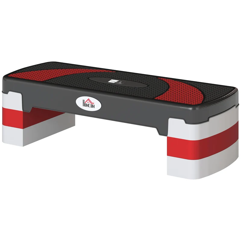 Stepper aérobie domestique 80 x 31 x 20 cm surface antidérapante hauteur réglable 3 niveaux moderne épuré en PP noir 21_0006682