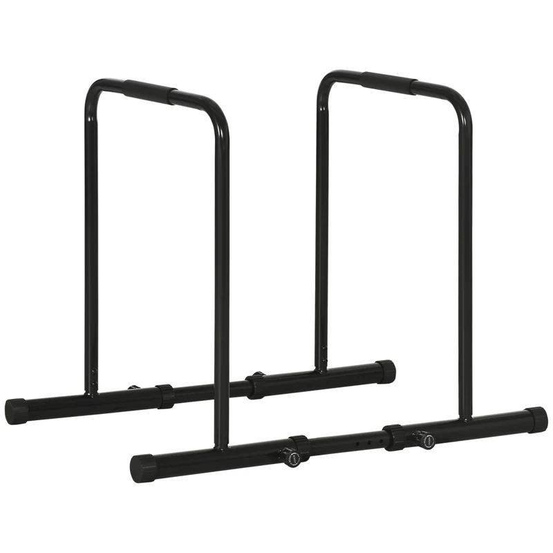 Station de musculation dips pour salon 90 x 65 x 80 cm hauteur réglable 6 positions antidérapante moderne en acier noir 21_0006815