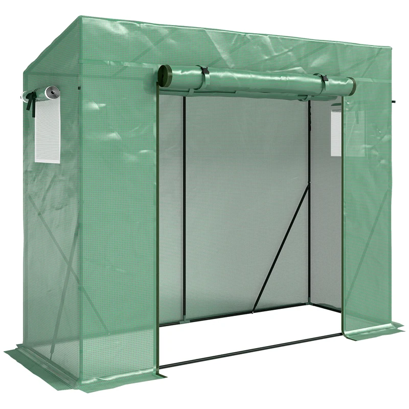 Serre de jardin 200 x 77 x 169 cm protection anti-UV moustiquaires renforts montage facile épuré en polyéthylène vert 21_0004070